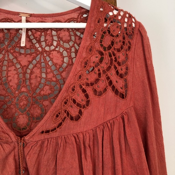 Free People Doin’ it right peasant blouse cinnamon XS - Picture 3 of 13